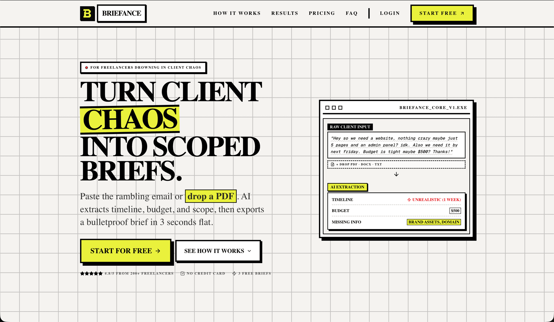 Briefance landing page